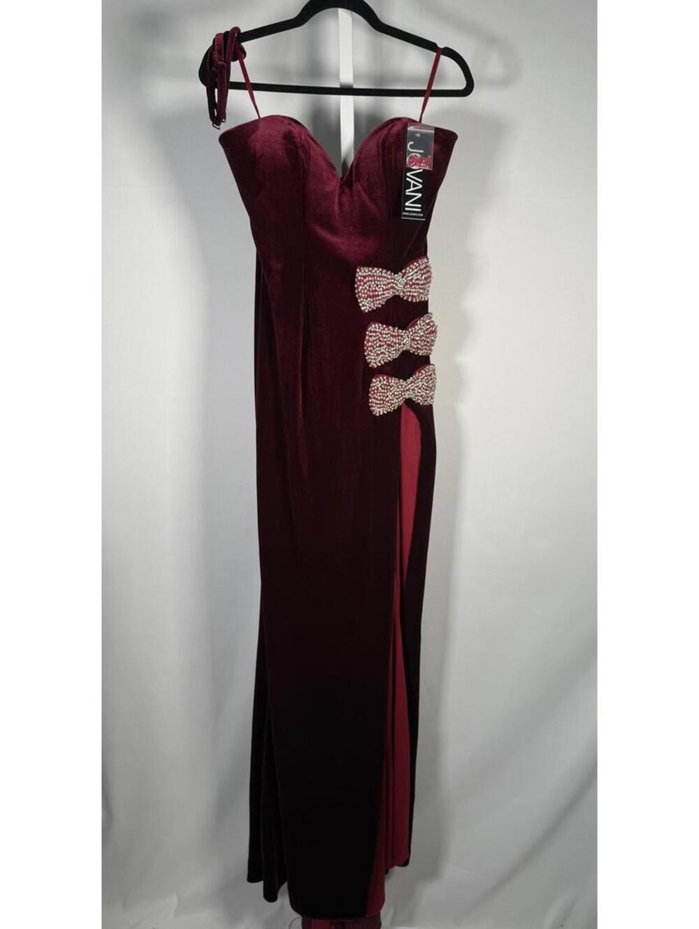 NWT Jovani 42665A Burgundy Strapless Gown Size 8 Formal Prom Dress w/ Straps - Picture 4 of 9